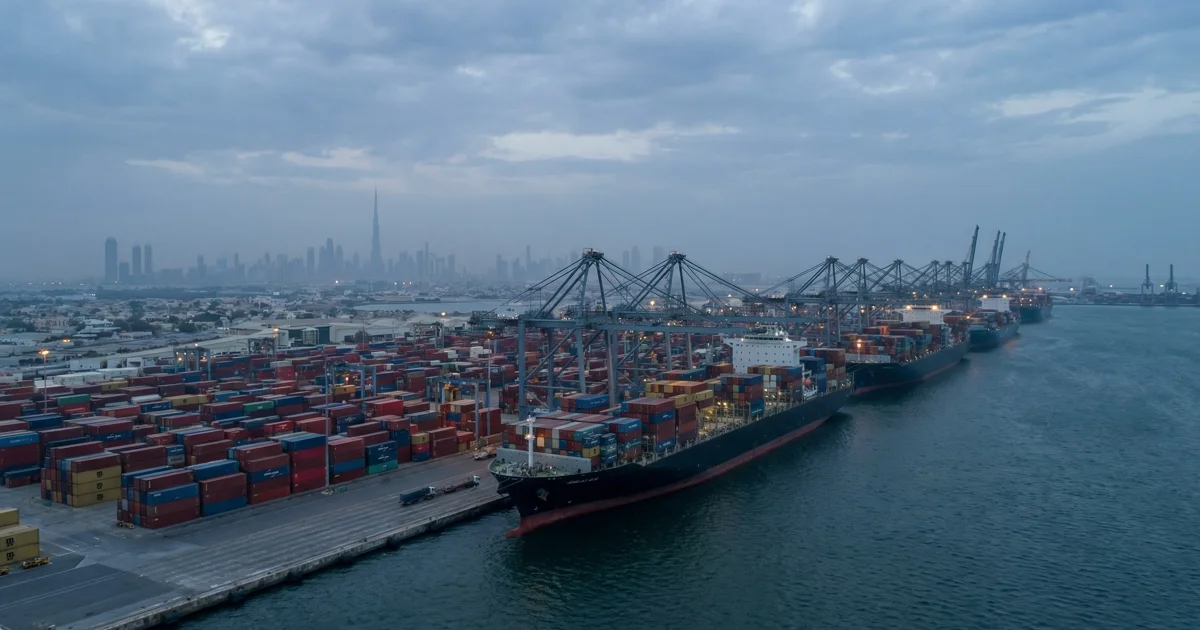 Jebel Ali port Dubai aerial view — DP World container terminal